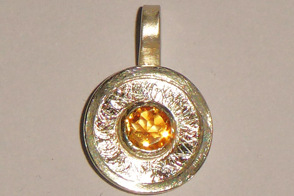 Gold-Citrin Silberanhänger